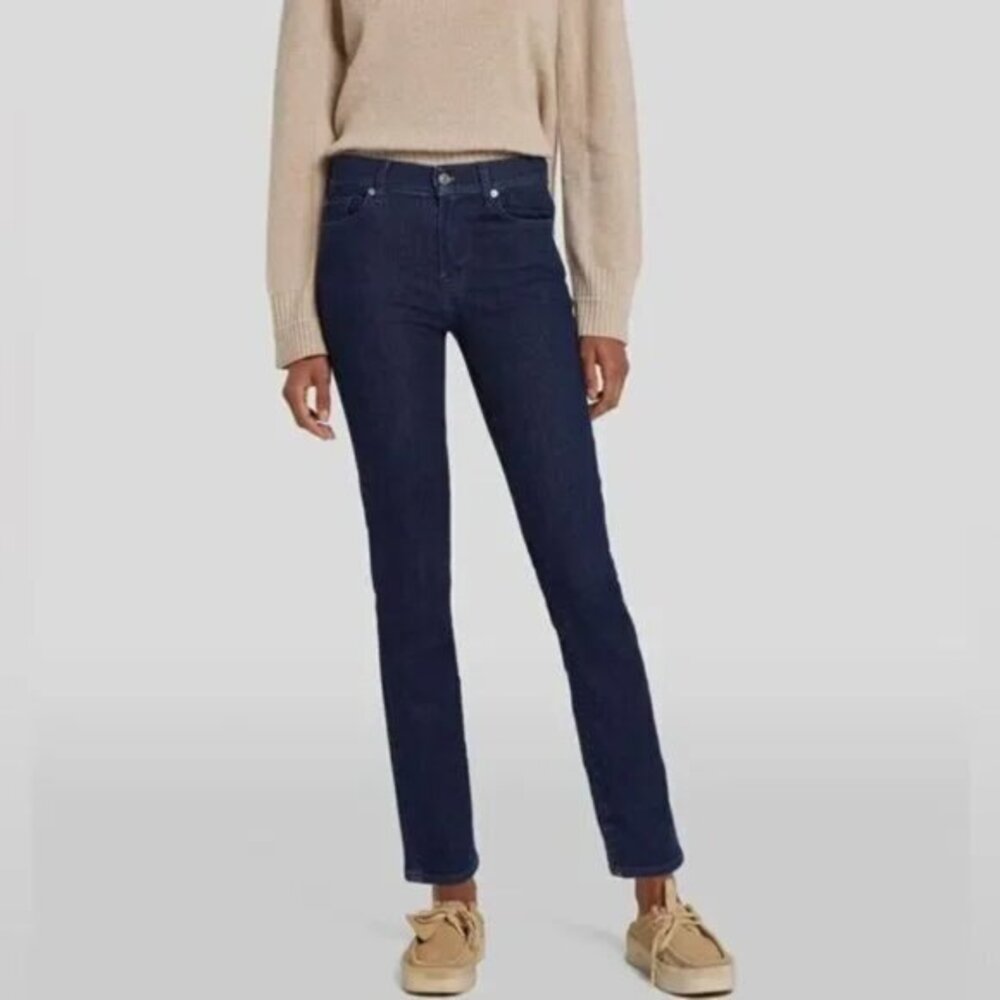 7 For All Mankind Women's Straight Leg Jeans in Dark Indigo
